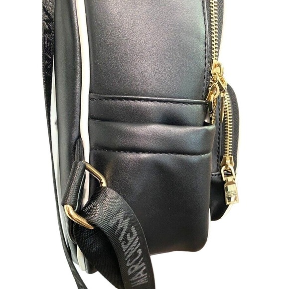Marc New York - Andrew Marc Black backpack white trim, gold hardware - Picture 5 of 5